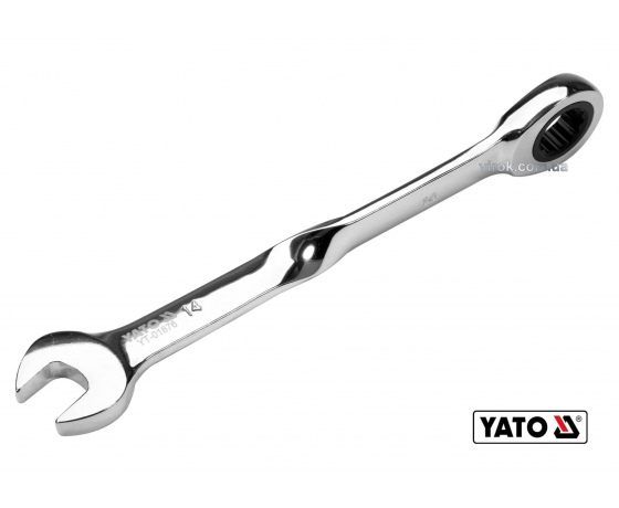 Фото 2 - Ключ ріжково-накидний з тріщаткою кручений 90° YATO 14 x 192 мм HRC 40-45 Cr-V