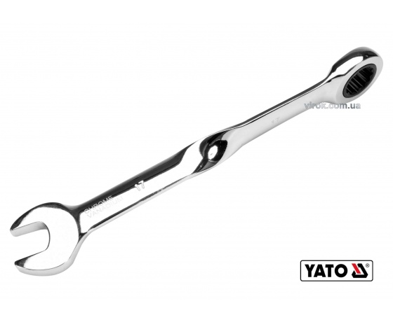 Фото 2 - Ключ ріжково-накидний з тріщаткою кручений 90° YATO 17 x 228 мм HRC 40-45 Cr-V