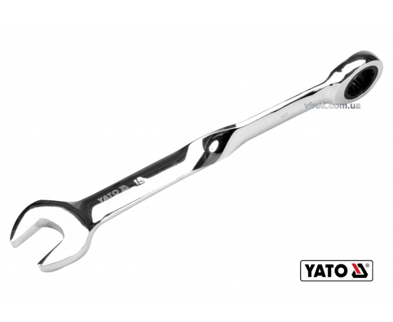 Фото 2 - Ключ ріжково-накидний з тріщаткою кручений 90° YATO 18 x 240 мм HRC 40-45 Cr-V