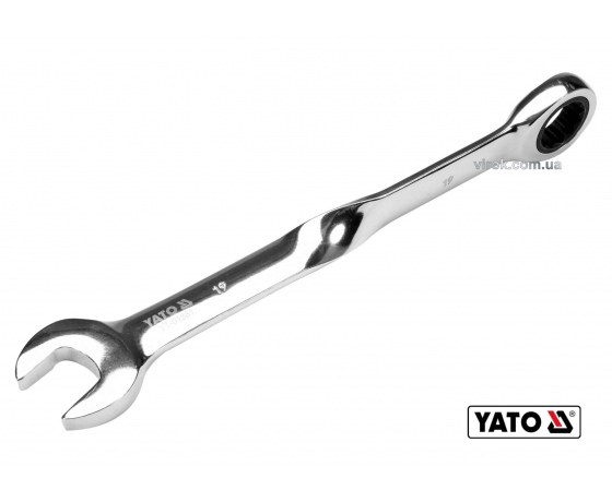 Фото 2 - Ключ ріжково-накидний з тріщаткою кручений 90° YATO 19 x 239 мм HRC 40-45 Cr-V