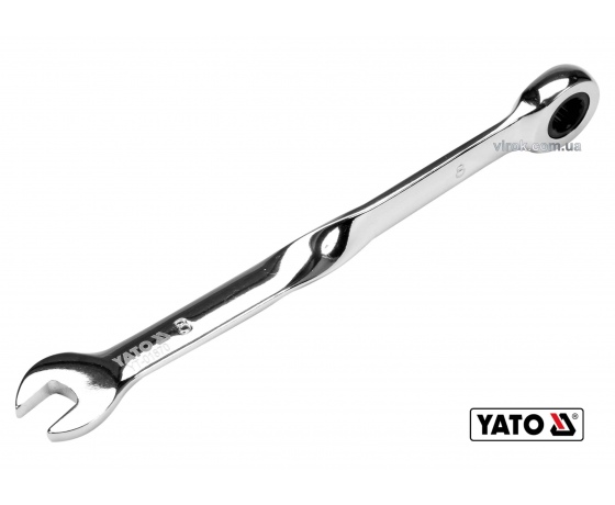 Фото 2 - Ключ ріжково-накидний з тріщаткою кручений 90° YATO 8 x 153 мм HRC 40-45 Cr-V