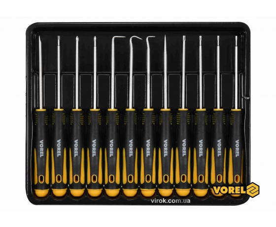 Фото 2 - Набір прецизійних викруток і гачків VOREL 160 мм SL PH TORX Cr-V 12 шт