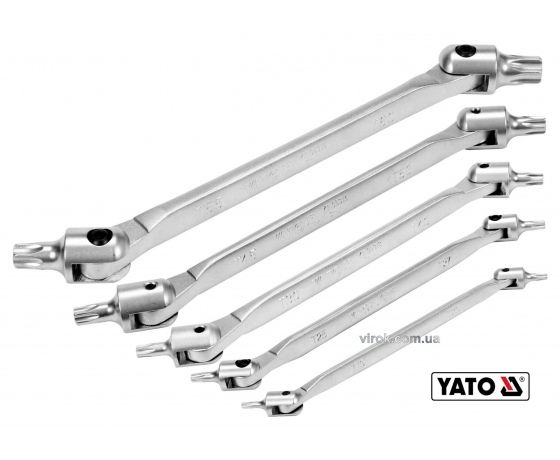 Фото 2 - Набір ключів TORX двосторонніх на шарнірах YATO Т15-Т60 Cr-V 5 шт
