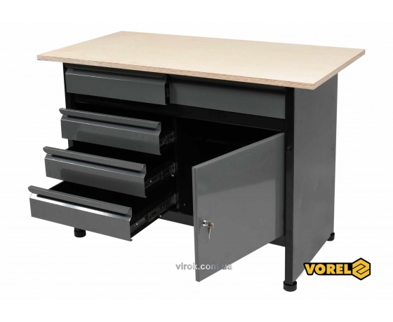 Фото 2 - Стіл для майстерні VOREL 1160 х 600 х 840 мм 5 шухляд з лакованої бляхи 0.8-1 мм