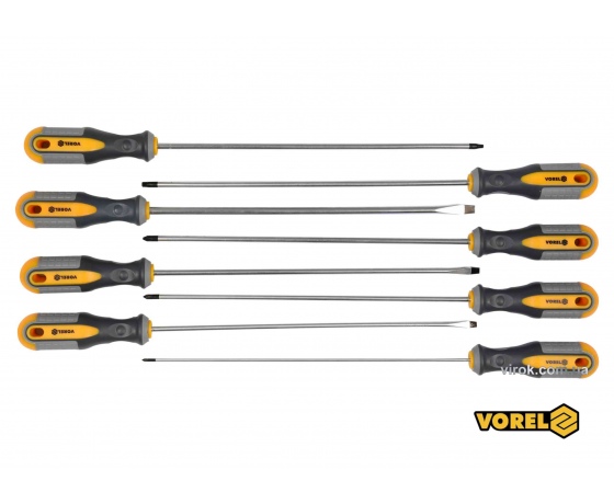 Фото 2 - Набір викруток з подовженими стержнями VOREL 325 мм SL PH TORX Cr-V 8 шт