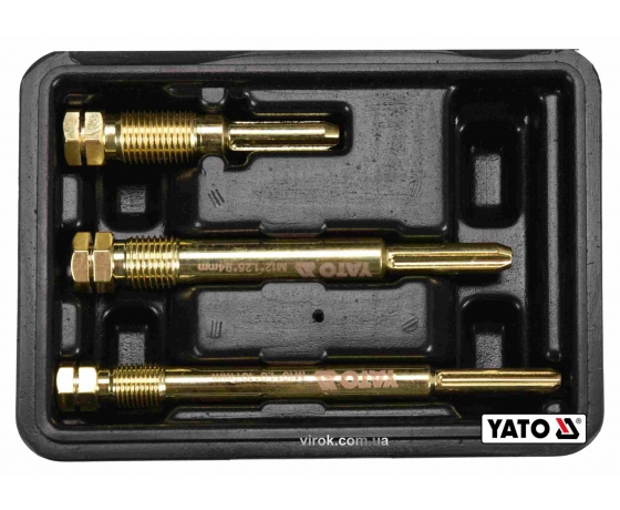 Фото 2 - Набір для очистки гнізд свічок запалу YATO M10 x 1 мм M12 x 1.25 мм Cr-V 3 шт + кейс