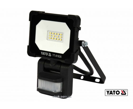 Фото 2 - Прожектор з SMD-діодним випромінювачем і датчиком руху YATO 10 Вт 900 лм 120° 14 діодів