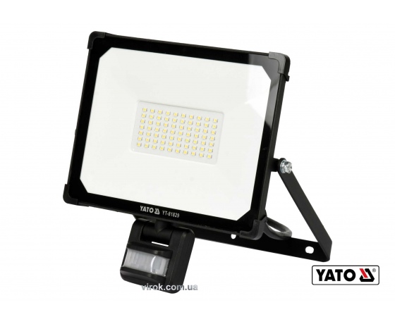 Фото 2 - Прожектор з SMD-діодним випромінювачем і датчиком руху YATO 50 Вт 5000 лм 120° 70 діодів
