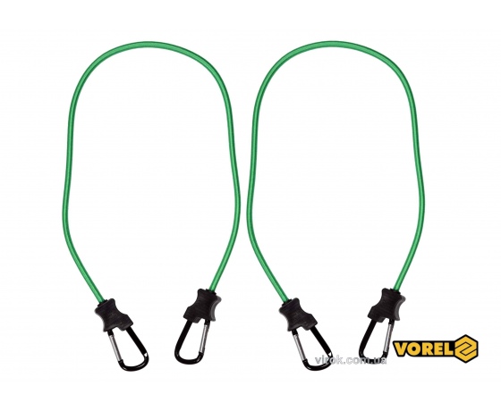 Фото 2 - Стяжки еластичні з карабінами VOREL 8 мм x 100 см 2 шт