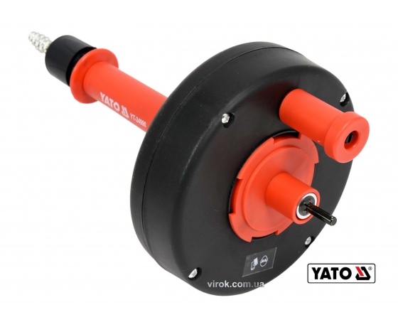 Фото 2 - Трос для очищення каналізаційних труб на бобіні YATO 6 мм x 6 м з шпінделем до дрилі