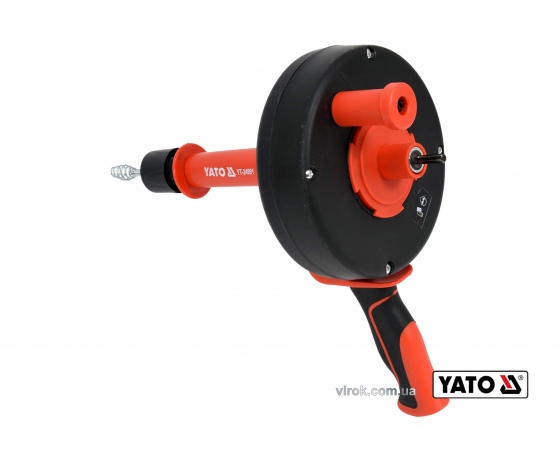 Фото 2 - Трос для очищення каналізаційних труб на бобіні YATO 6 мм x 7.6 м з шпінделем до дрилі