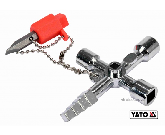 Фото 2 - Ключ універсальний до шаф майстерень YATO з викрутковою насадкою з плоским шліцом на ланцюзі