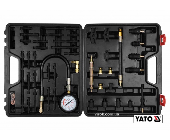 Фото 2 - Компресометр для бензинових і дизельних двигунів YATO 4 Мпа з інструментами 50 шт + кейс