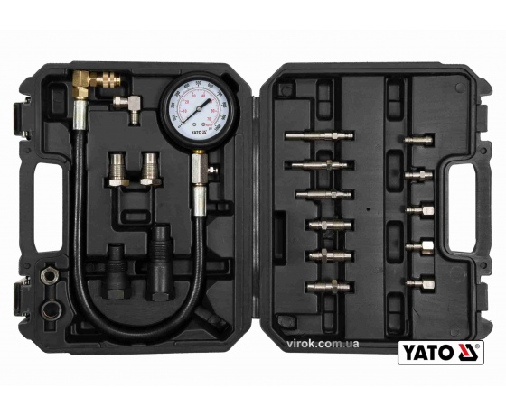Фото 2 - Компресометр для дизельних двигунів YATO 7 Мпа з інструментами 19 шт + кейс