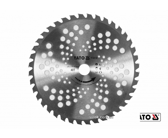 Фото 2 - Ніж дисковий до газонокосарок YT-85001/YT-85003 YATO Ø255 x 25.4 мм 40 зубів