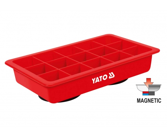 Фото 2 - Органайзер пластиковий з магнітним дном YATO 190 х 120 х 34 мм 15 відділень - 33 х 33 мм