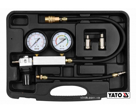 Фото 2 - Тестер герметичності циліндрів двигунів YATO 7 МПа з інструментами 4 шт + кейс