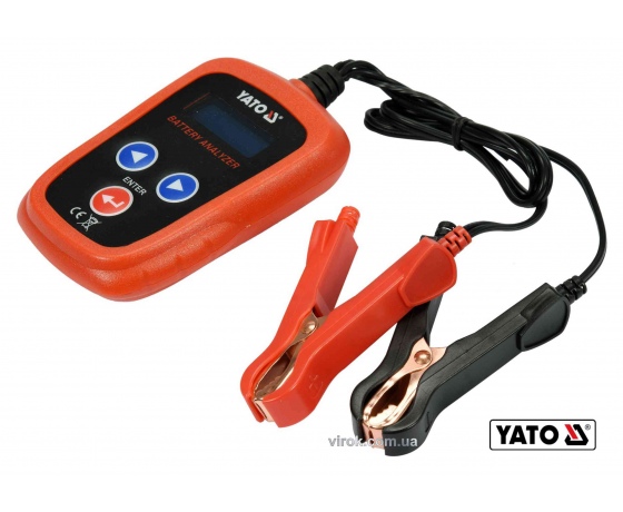 Фото 2 - Тестер параметрів акумуляторів YATO до 12 В з LED цифровим дисплеєм