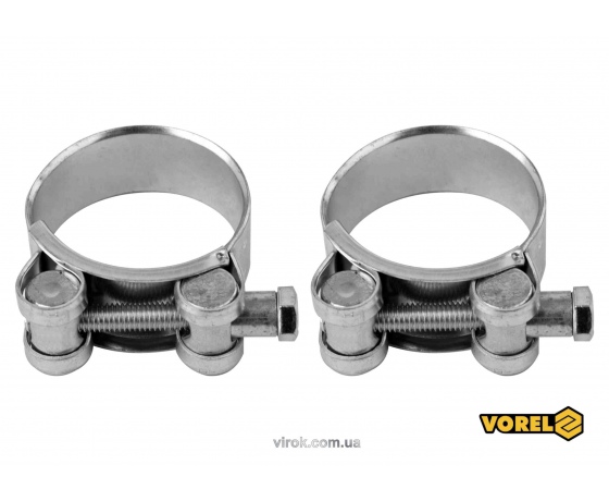 Фото 2 - Хомут сталевий оцинкований з гвинтовим затискачем GBS W1 VOREL Ø38-41/20 мм 2 шт