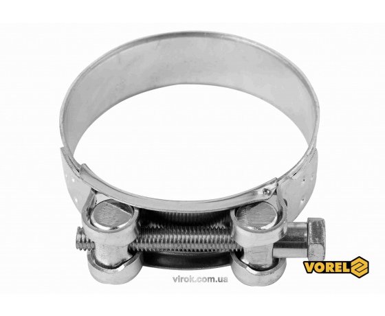 Фото 2 - Хомут сталевий оцинкований з гвинтовим затискачем GBS W1 VOREL Ø80-85/24 мм