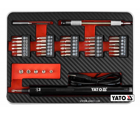Фото 2 - Викрутка акумуляторна з набором біт YATO Li-Ion 3.6В 450 мАгод LED-підсвітка HEX-1/4