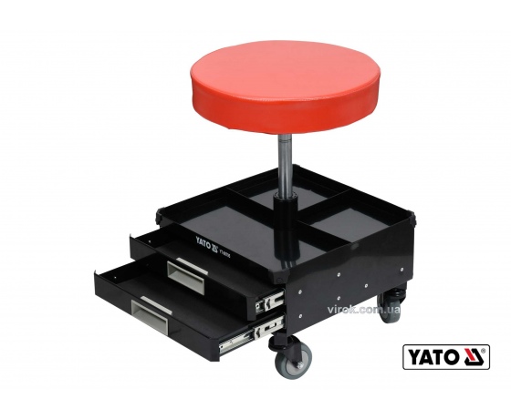 Фото 2 - Табурет на колесах YATO з 3 шуфлядами 380 x 380 x 450-560 мм 150 кг