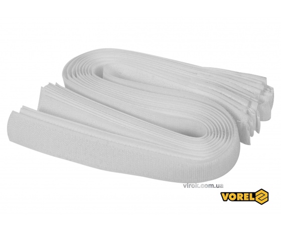Фото 2 - Хомут-липучка для кабеля VOREL 25 x 450 мм нейлон + поліестер + поліуретан 10 шт