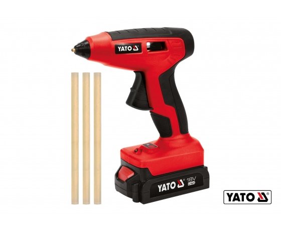 Фото 2 - Пістолет клейовий акумуляторний YATO Li-Ion 18 В 2 Агод для стержнів Ø11 мм 25 г/хв + 3 стержня