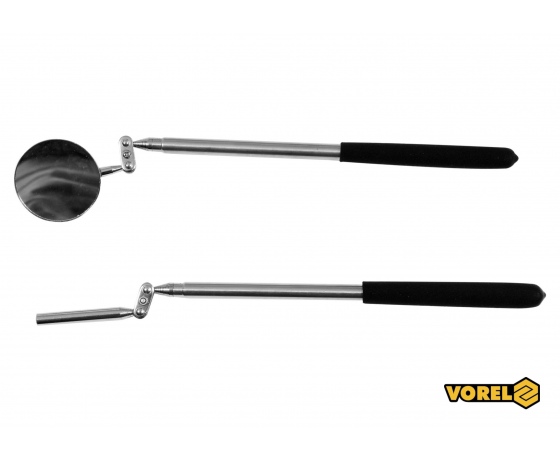 Фото 2 - Дзеркало оглядове і магнітний тримач з телескопічними ручками VOREL Ø54 x 320-520/315-510 мм 2 шт