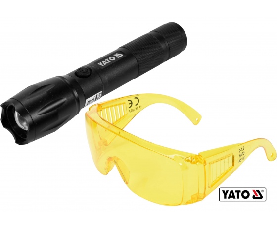 Фото 2 - Ліхтар ультрафіолетовий з окулярами для перевірки банкнот YATO Li-Ion 3.7 В 1.5 Агод 1 Вт