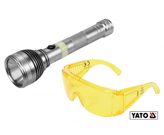 Фото 2 - Ліхтар ультрафіолетовий з окулярами для перевірки банкнот YATO Li-Ion 3.7 В 1.5 Агод 3 Вт