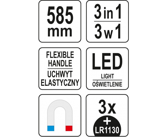 Фото 3 - Схоплювач магнітний на гнучкому тримачі YATO 585 мм з LED підсвіткою