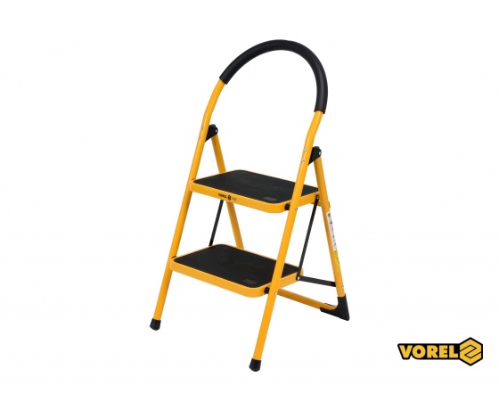 Фото 2 - Драбина розкладна металева VOREL 2 сходинки 36 х 26 см з антиковзальною прокладкою 90 х 47 х 49 см