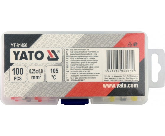 Фото 4 - Кембрики термоусадні до 105°C з оловом YATO, для провідників 0.25-6 мм², 100 шт.