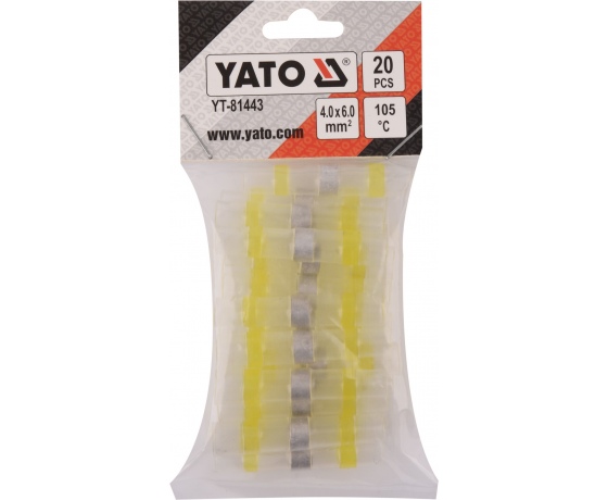 Фото 4 - Кембрики термоусадні до 105°C з оловом YATO, для провідників 4-6 мм², 20 шт.