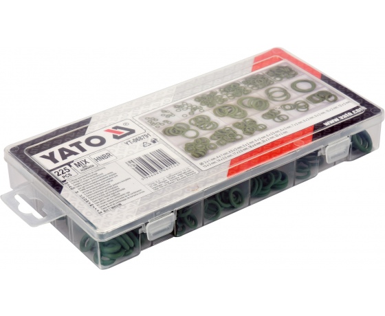 Фото 4 - Набір гумових прокладок різних розмірів YATO з каучука-HNBR, для систем кондиціонування 225 шт.