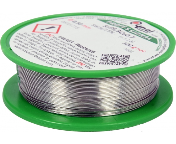 Фото 2 - Припій без свинцю CYNEL, : Ø0,5 мм, Sn99,3-Cu0,7 дротяний на котушці з флюсом 100 г