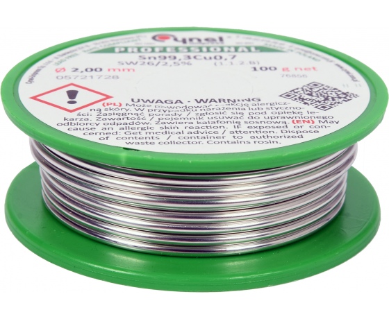 Фото 2 - Припій без свинцю CYNEL, : Ø2 мм, Sn99,3-Cu0,7 дротяний на котушці з флюсом 100 г