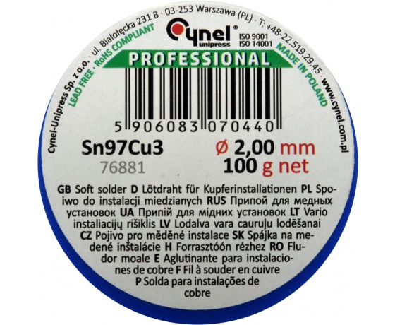 Фото 3 - Припій для паяння міді CYNEL, Ø 2 мм, дротяний на котушці 100 г
