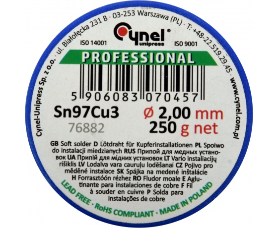 Фото 3 - Припій для паяння міді CYNEL, Ø 2 мм, дротяний на котушці 250 г