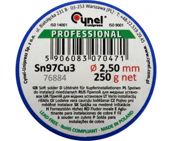 Фото 3 - Припій для паяння міді CYNEL, Ø 2.5 мм, дротяний на котушці 250 г