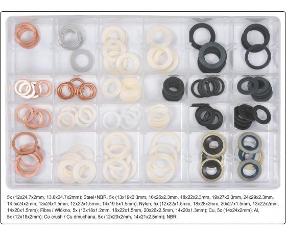 Фото 3 - Прокладки для зливних корків YATO різних розмірів, 120 шт.