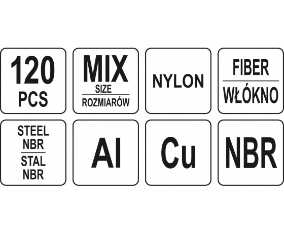 Фото 5 - Прокладки для зливних корків YATO різних розмірів, 120 шт.