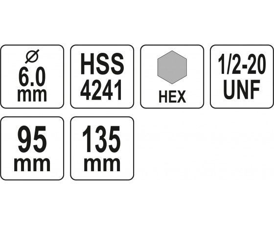 Фото 5 - Тримач YATO зі свердлом Ø6 мм HEX10, для корончатих свердл  1/2