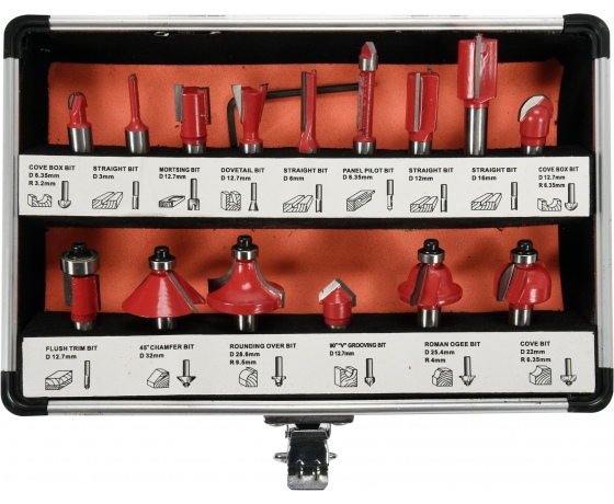 Фото 4 - Фрези YATO по дереву зі шпинделем Ø8 мм, 15 шт.