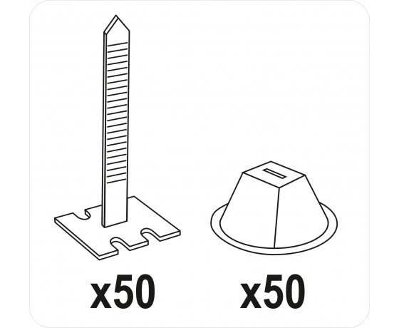 Фото 3 - Чашки 50 штук та стяжки 50 штук для вирівнювання плитки VOREL, мінімальний стик 0.75 мм, плитка 3-40 мм