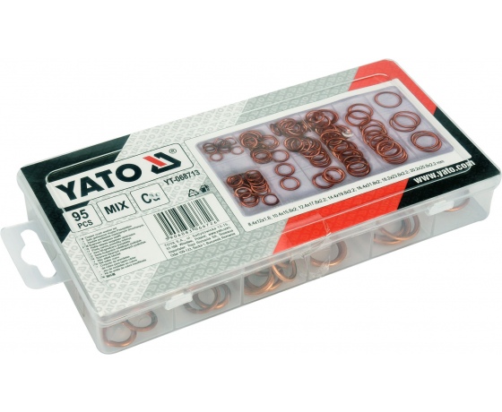 Фото 4 - Шайби мідні YATO різних розмірів, набір 95 шт.