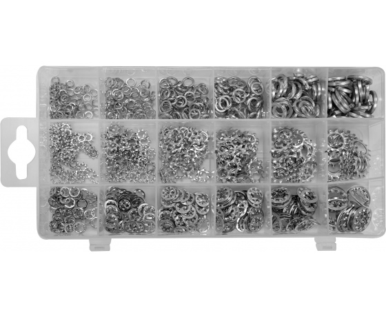 Фото 4 - Шайби стопорні Ø3-10 мм YATO різної форми в пластиковій коробці, набір 720 шт.