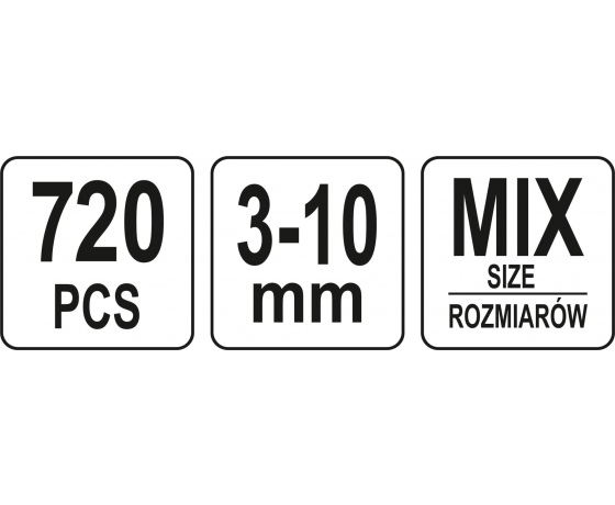 Фото 5 - Шайби стопорні Ø3-10 мм YATO різної форми в пластиковій коробці, набір 720 шт.