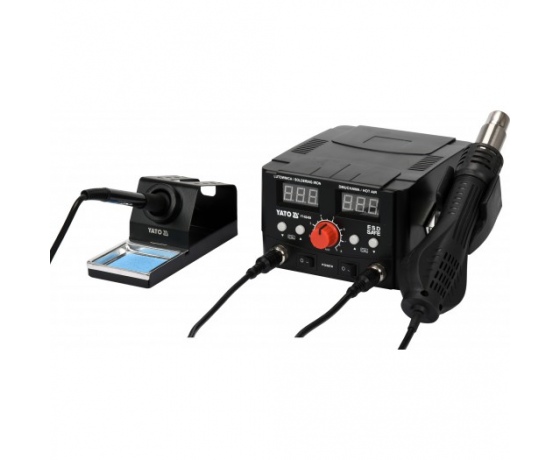 Фото 2 - Паяльна станція + фен мережеві YATO; Р= 75Вт, t°= 200-480°С, жало 900М, фен t°= 100-480°С 750В